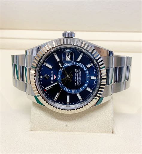 rolex blue steel sky dweller|Rolex Sky-Dweller price uk.